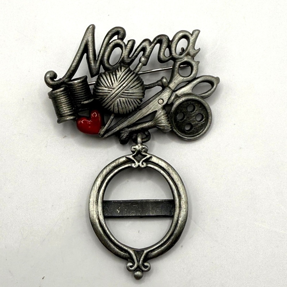 Vintage Nana Sewing Brooch Silver Tone – Sentimental Novelty Pin